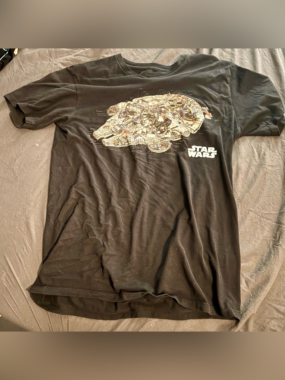 Star Wars Black Short Sleeve Millennium Falcon Diagram Tee